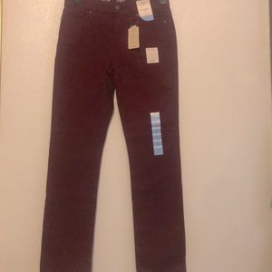 Women St John’s Bay Mid Rise Straight Jean Burgundy Size 4